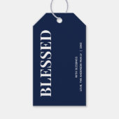 Minimal BLESSED | Navy Blue Holiday ギフトタグ (正面)
