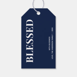 Minimal BLESSED | Navy Blue Holiday ギフトタグ