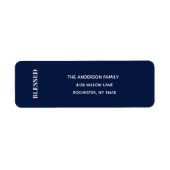Minimal BLESSED | Navy Blue Holiday Address Label ラベル (正面)