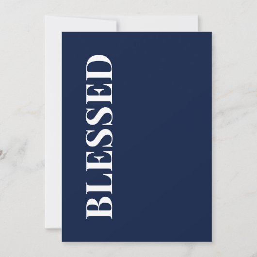 Minimal BLESSED | Navy Blue Holiday Greeting Card シーズンカード (正面)