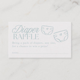 Minimal Blue Boy Baby Shower Diaper Raffle エンクロージャーカード