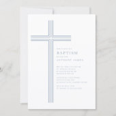 Minimal Blue Cross Baptism Invitation 招待状 (正面)