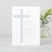 Minimal Blue Cross Baptism Invitation 招待状 (スタンド正面)