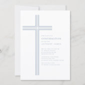 Minimal Blue Cross Confirmation Invitation 招待状 (正面)