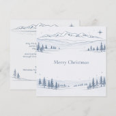 Minimal Blue Mountain Merry Christmas シーズンカード (正面/裏面)