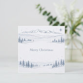 Minimal Blue Mountain Merry Christmas シーズンカード (スタンド正面)