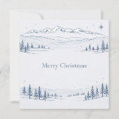 Minimal Blue Mountain Merry Christmas シーズンカード (正面)