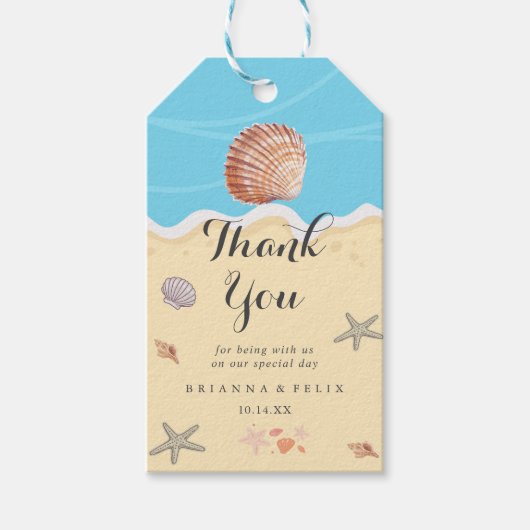 Minimal Blue Ocean Summer Wedding ギフトタグ (正面)