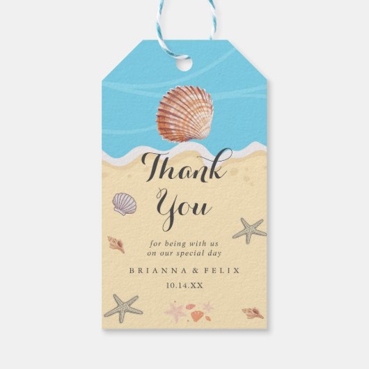 Minimal Blue Ocean Summer Wedding ギフトタグ (裏面)