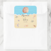 Minimal Blue Ocean Summer Wedding スクエアシール (バッグ)