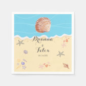 Minimal Blue Ocean Summer Wedding スタンダードカクテルナプキン (正面)