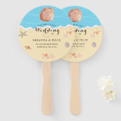 Minimal Blue Ocean Summer Wedding ハンドファン (正面&裏面)