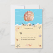 Minimal Blue Ocean Summer Wedding 出欠カード (正面)