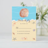 Minimal Blue Ocean Summer Wedding 出欠カード (スタンド正面)