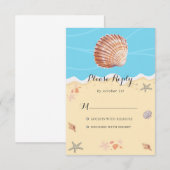 Minimal Blue Ocean Summer Wedding 出欠カード (正面/裏面)