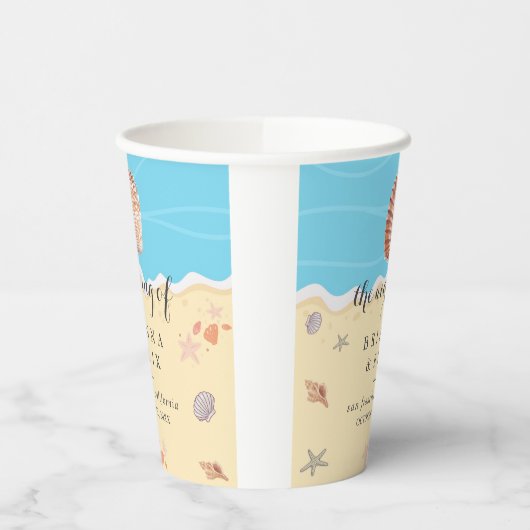Minimal Blue Ocean Summer Wedding 紙コップ (左)