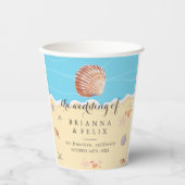Minimal Blue Ocean Summer Wedding 紙コップ (正面)