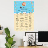 Minimal Blue Ocean Summer Wedding Seating Chart ポスター (ホームオフィス)