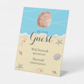 Minimal Blue Ocean Summer Wedding Wifi Sign 台座サイン (正面)