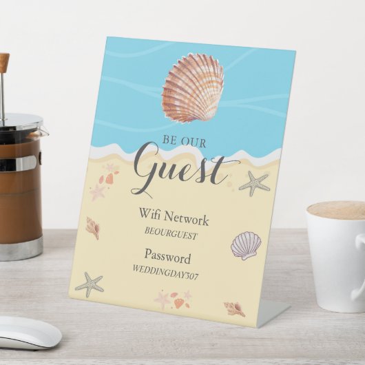 Minimal Blue Ocean Summer Wedding Wifi Sign 台座サイン (インサイチュ)