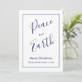 Minimal|Blue Peace on Earth Christmas Card 招待状 (スタンド正面)