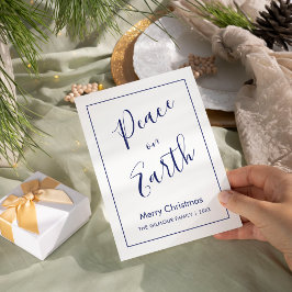 Minimal|Blue Peace on Earth Christmas Card 招待状