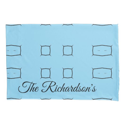 Minimal Blue Personalized Geometric Simple Bedding 枕カバー (正面)