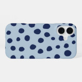 Minimal Blue Polka Dot Phone Case | Modern Aesthet iPhone 16ケース (裏面横)