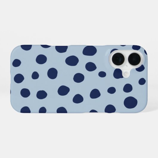 Minimal Blue Polka Dot Phone Case | Modern Aesthet iPhone 16ケース (裏面横)