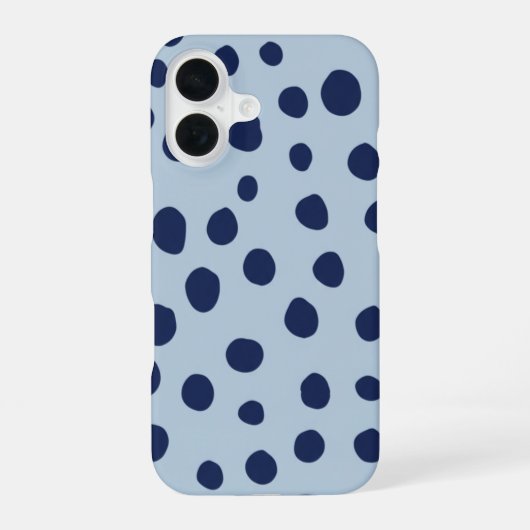 Minimal Blue Polka Dot Phone Case | Modern Aesthet iPhone 16ケース (裏面)