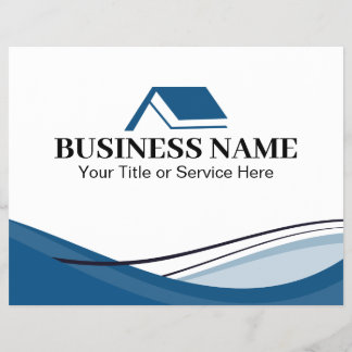 Minimal Blue Real Estate Agent House Logo チラシ