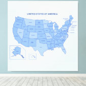 Minimal Blue United States Map Illustration キャンバスプリント (インサイチュ (ウッドフロア))