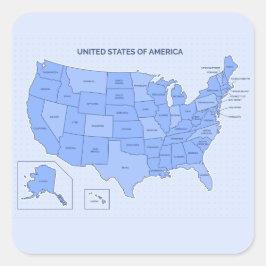 Minimal Blue United States Map Illustration スクエアシール