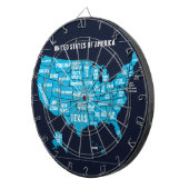 Minimal Blue United States Map Illustration ダーツボード (正面右)