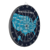 Minimal Blue United States Map Illustration ダーツボード (正面左)