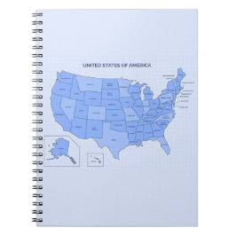 Minimal Blue United States Map Illustration ノートブック