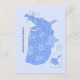 Minimal Blue United States Map Illustration ポストカード