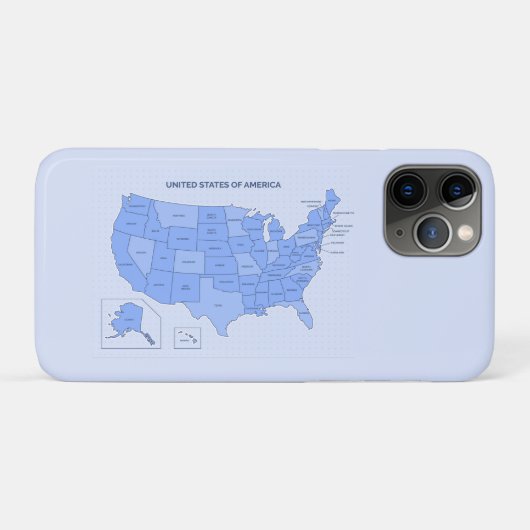 Minimal Blue United States Map Illustration Case-Mate iPhoneケース (裏面(横))