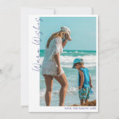 Minimal Blue Warm Wishes Two Beach Family Photo  シーズンカード (正面)