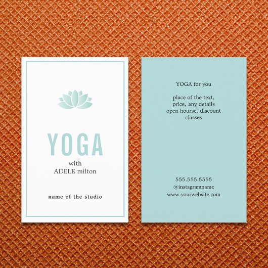 Minimal Blue White Lotus Icon Yoga Instructor チラシ