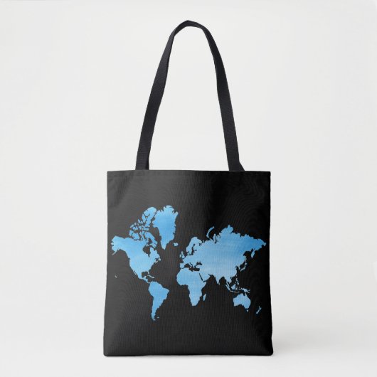 Minimal Blue World Map Watercolor Art トートバッグ (正面)