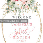 Minimal Blush and Gold 16th Birthday Welcome ポスター