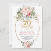 Minimal Blush and Gold 70th Birthday Invitation 招待状 (正面)