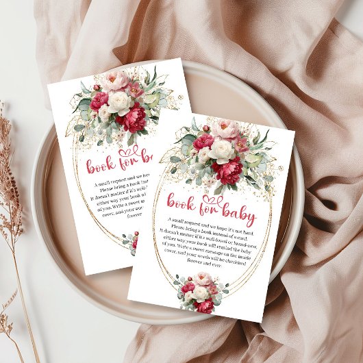 Minimal Blush Burgundy Gold Floral Book Request Ca エンクロージャーカード