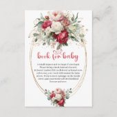 Minimal Blush Burgundy Gold Floral Book Request Ca エンクロージャーカード (正面)