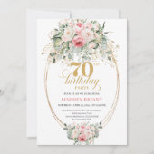 Minimal Blush Floral 70th Birthday Invitation 招待状 (正面)