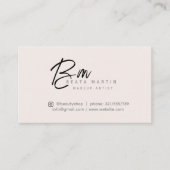 Minimal Blush Monogram Makeup Artist Branding Card 予約カード (正面)