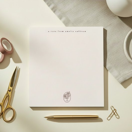 Minimal Blush Notepad with Monogram Desk Pad ノートパッド