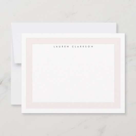 Minimal Blush Pink Bold Border Note Card 案内状 (正面)