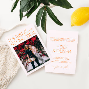 Minimal Blush Pink & Bright Orange Photo Wedding I 招待状